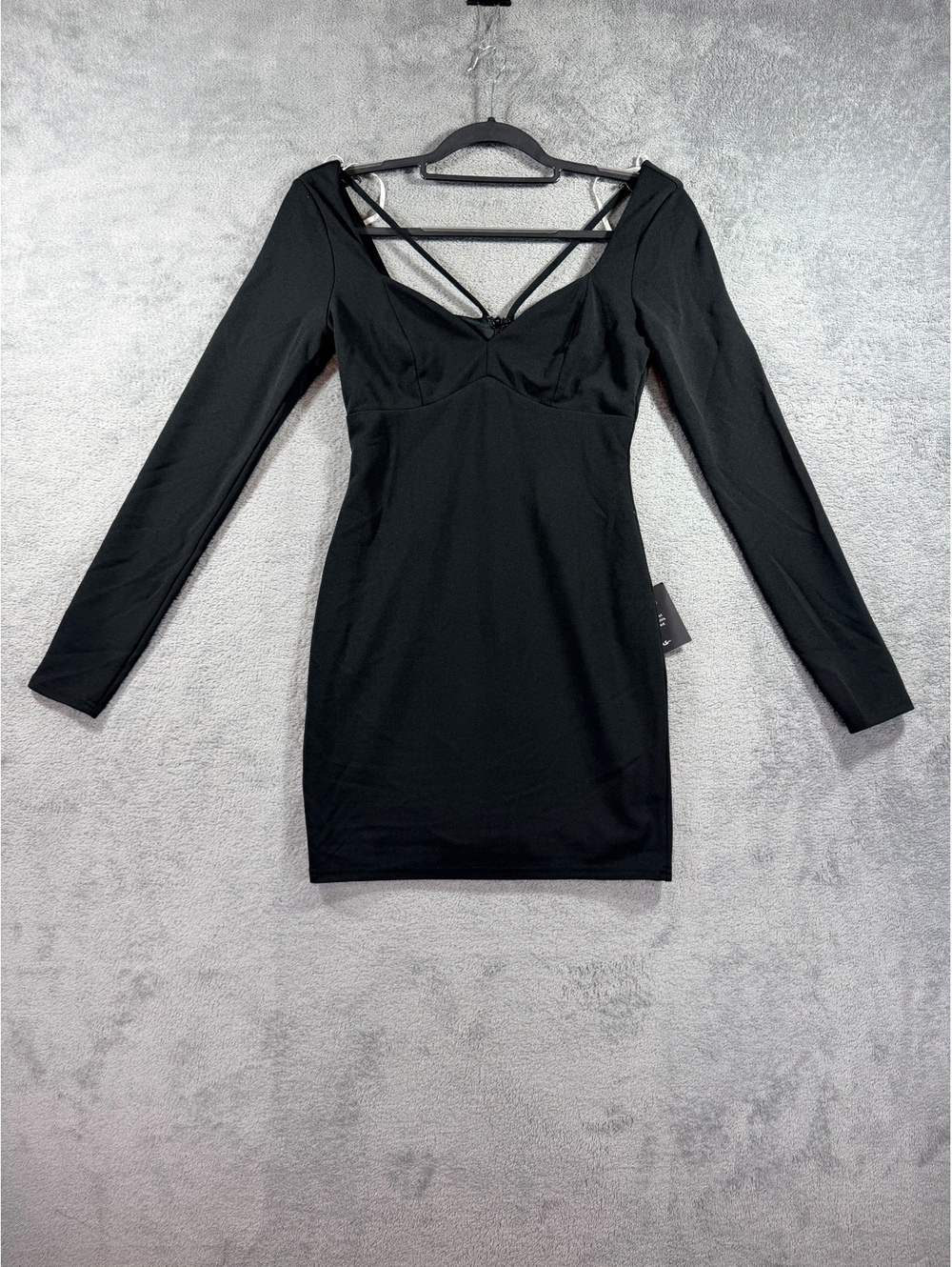 Lulus Black Long Sleeve Bodycon Mini Dress XS